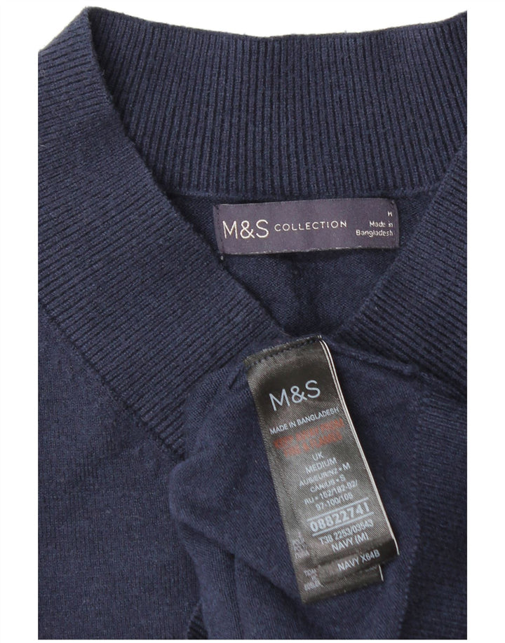 Marks & Spencer Dame V-hals sweater UK 14 Medium Navy Blue Viscose