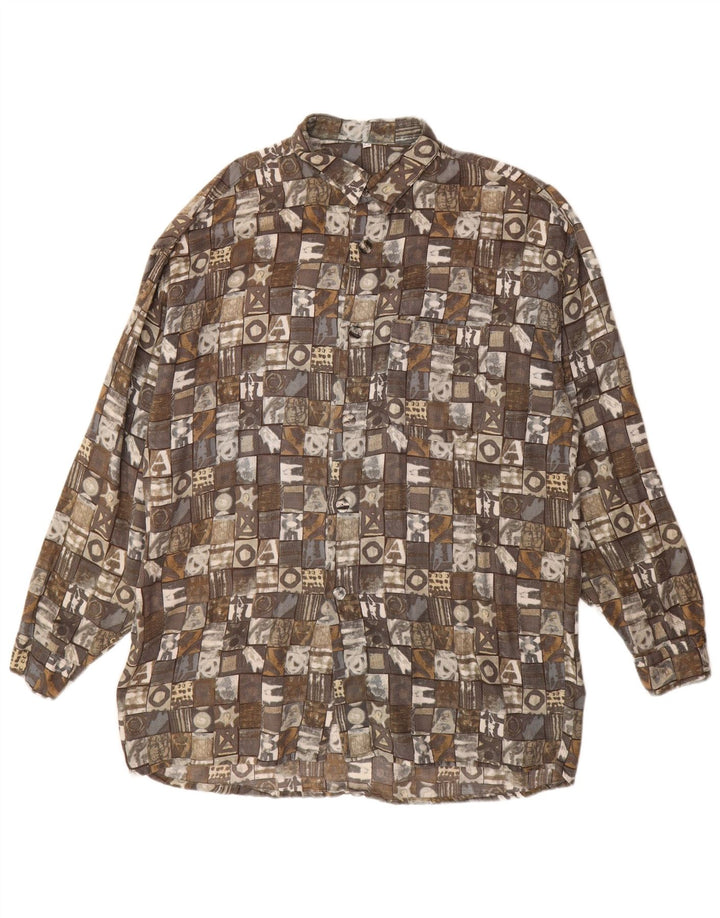 SIGNUM Lang skjorte til mænd, stor grå patchwork