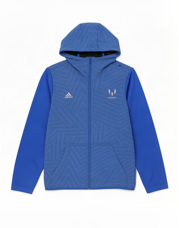 Adidas drenge MESSI grafisk hættetrøje med lynlås 15-16 år blå polyester