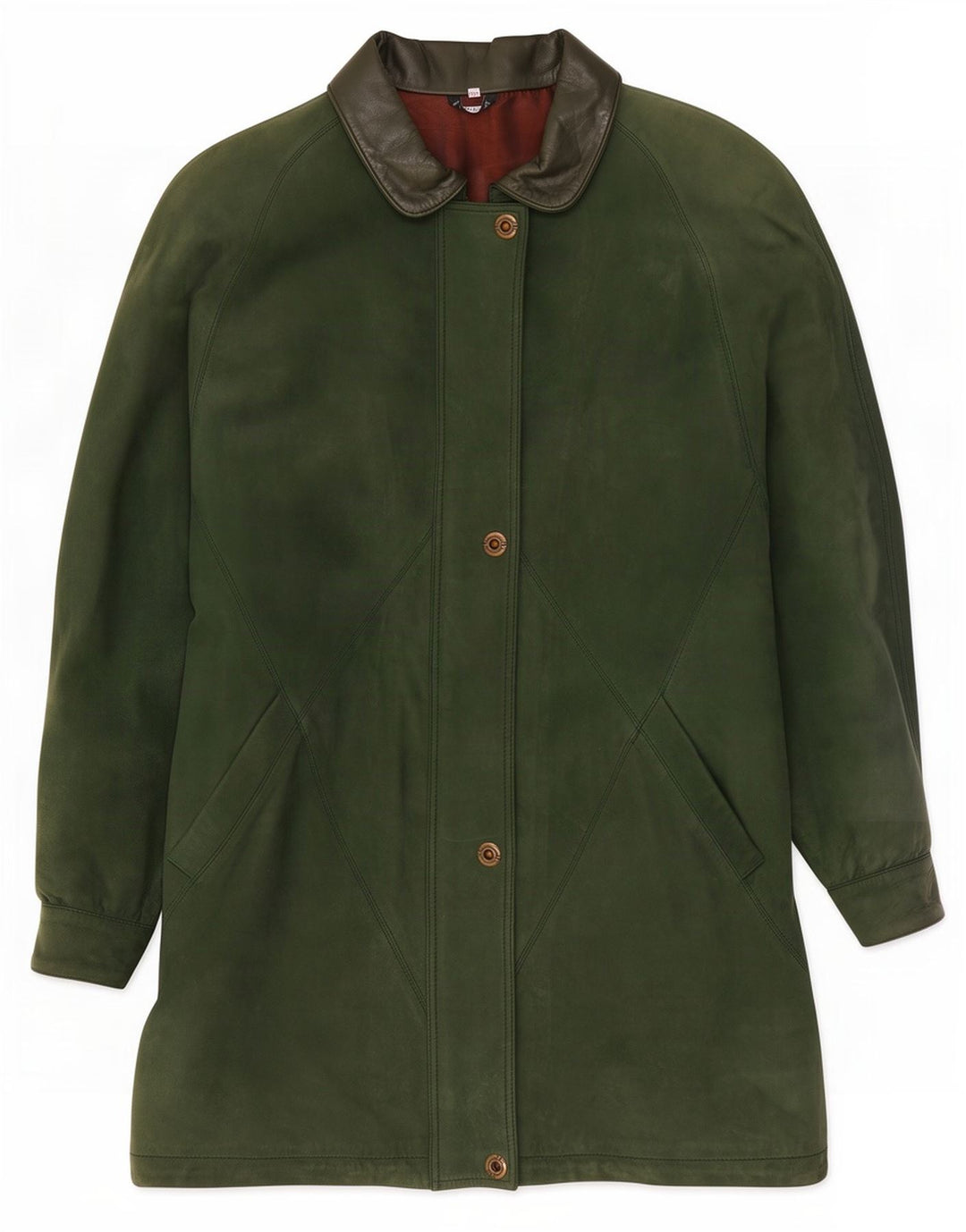 Vintage oversized læderfrakke til kvinder EU 40 Medium Green