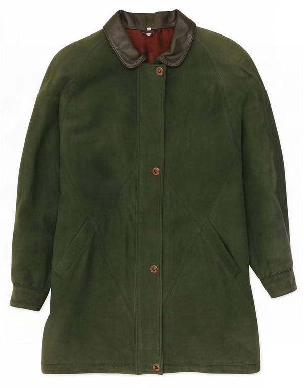 Vintage oversized læderfrakke til kvinder EU 40 Medium Green