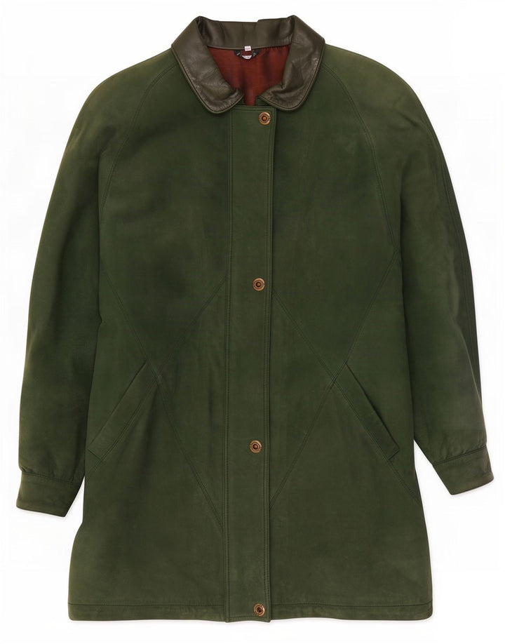 Vintage oversized læderfrakke til kvinder EU 40 Medium Green