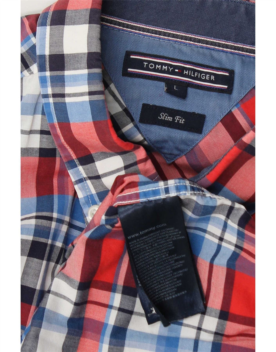 Tommy Hilfiger Herre Slim Fit skjorte Stor rød ternet bomuld