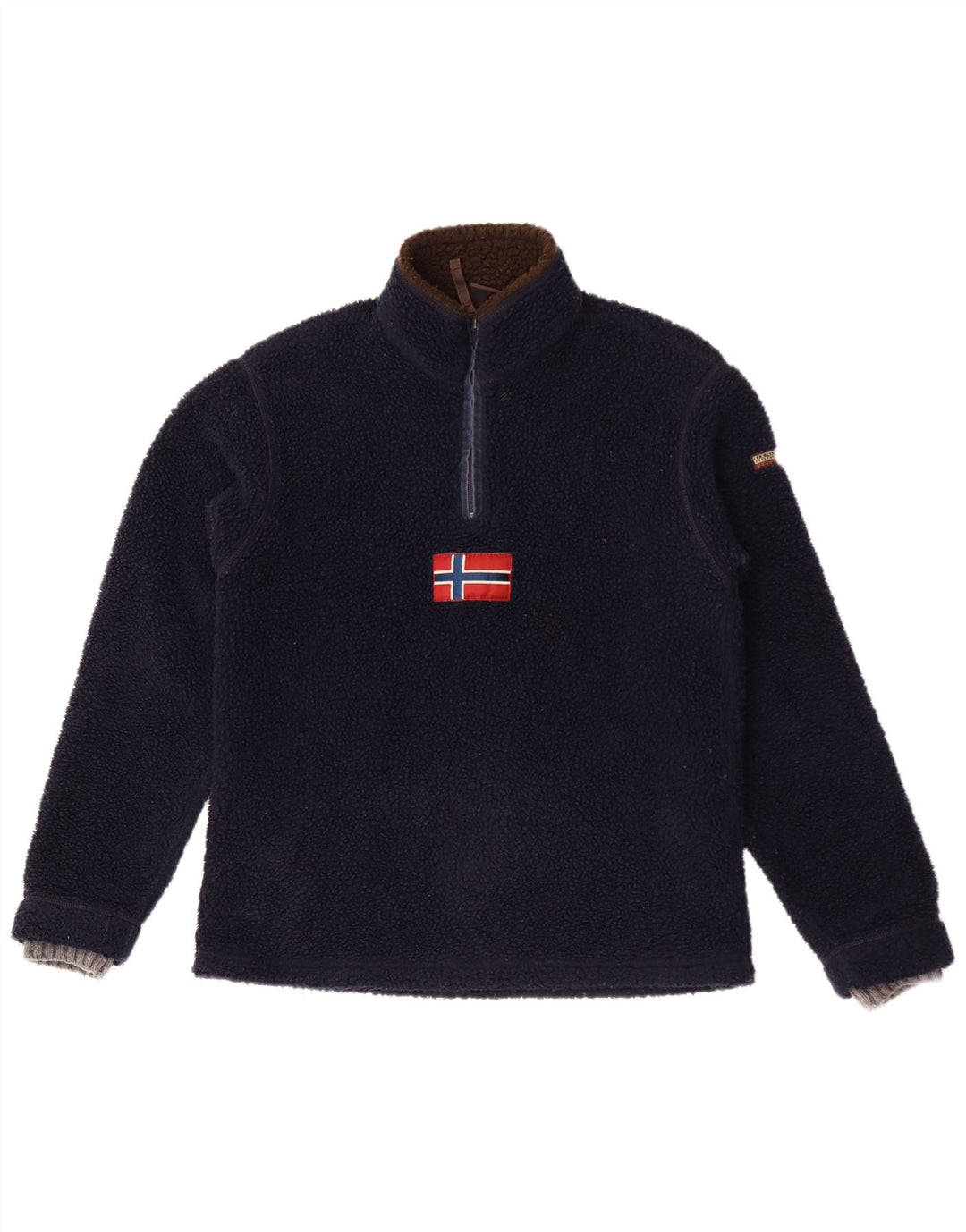Napapijri Herre grafisk lynlås hals Fleece Jumper Medium Navy Blue Polyester