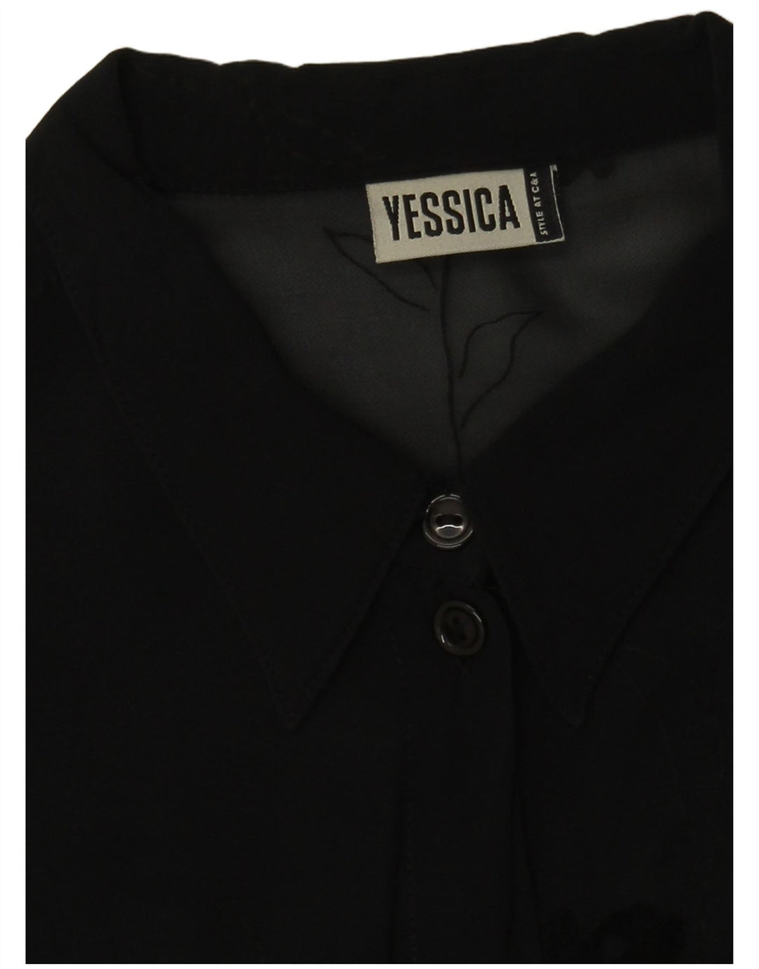 Yessica Dame Se Through Shirt Bluse UK 16 Large Black Floral