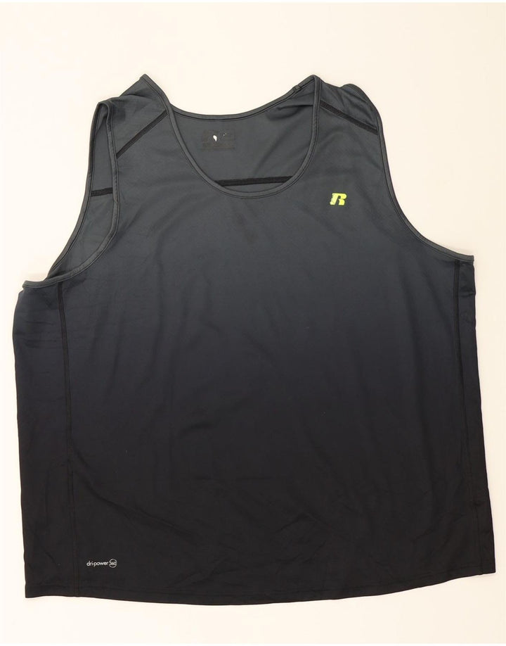 RUSSELL ATHLETIC Mens Vest Top 2XL Grey Polyester Vintage Russell Athletic and Second-Hand Russell Athletic from Messina Hembry 