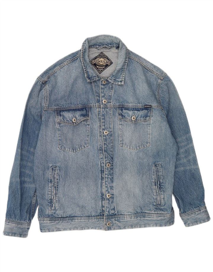 Superdry Denimjakke til mænd UK 40 Large Blue Cotton