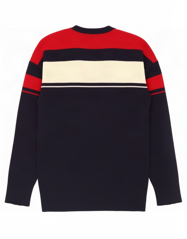 Silvy Herre V-hals sweater IT 50 Medium Navy Blue Colourblock