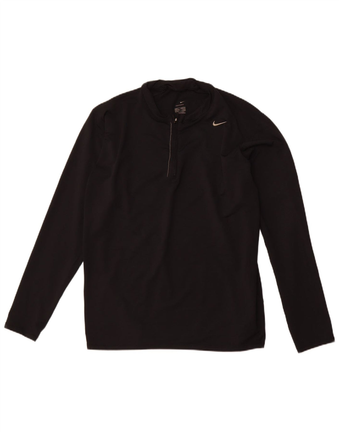 NIKE Top Langærmet med lynlås til mænd XL Sort Colourblock Polyester Sports