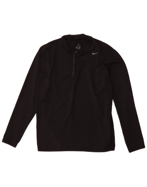 NIKE Top Langærmet med lynlås til mænd XL Sort Colourblock Polyester Sports