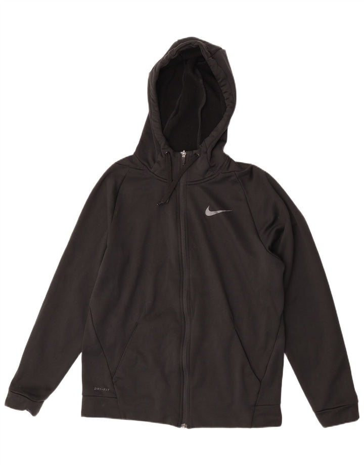 Nike Herre Dri Fit Hættetrøje med lynlås, medium sort polyester