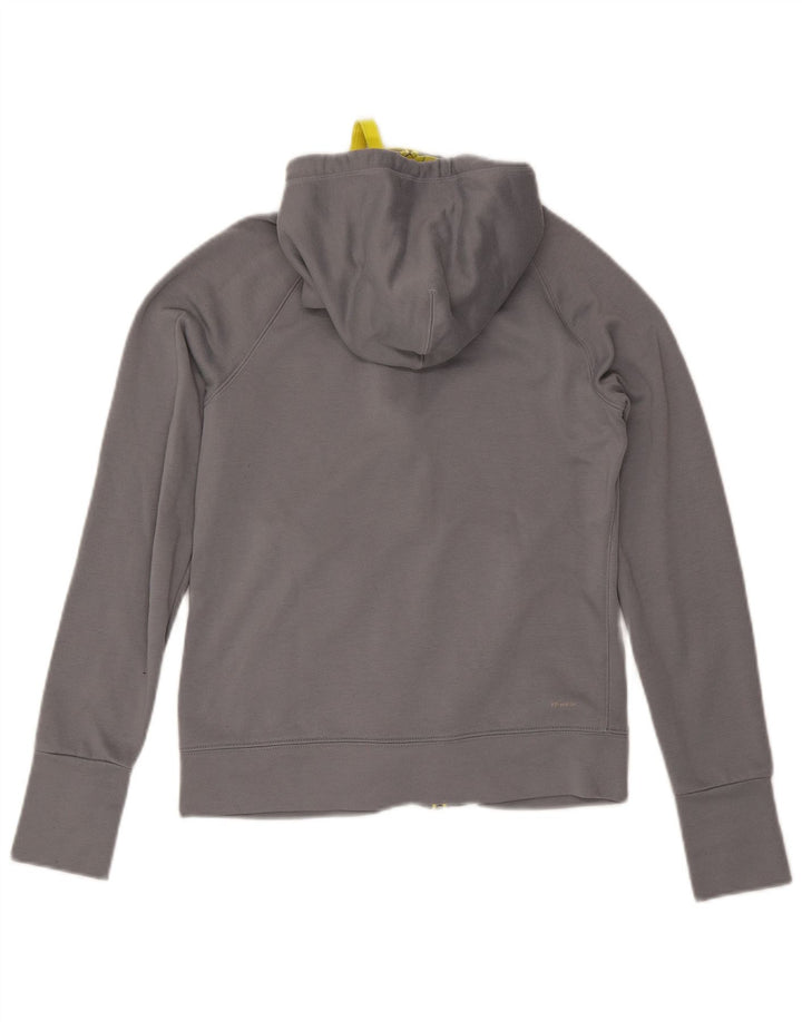 ADIDAS Dame Climalite Hættetrøje Sweater med lynlås UK 8/10 lille grå polyester