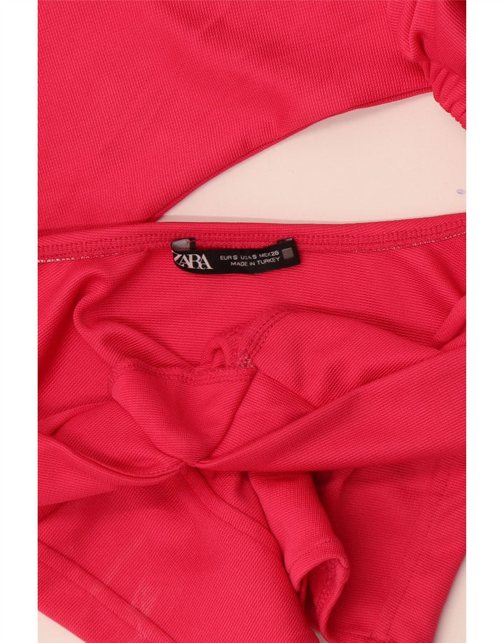 Zara Langærmet Crop Top UK 8 Lille Pink