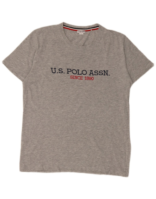 US Polo Assn Herre grafisk T-shirt Top Stor grå Flecked Bomuld