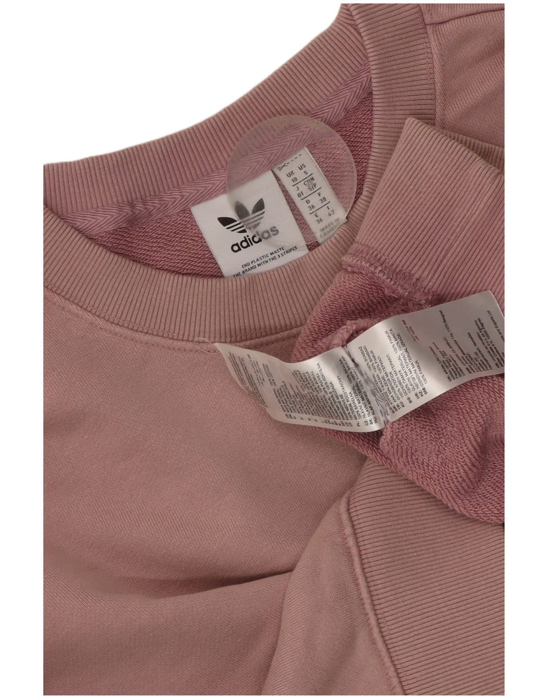 ADIDAS Womens Crop Oversized Sweatshirt Jumper UK 10 Small Pink Bomuld