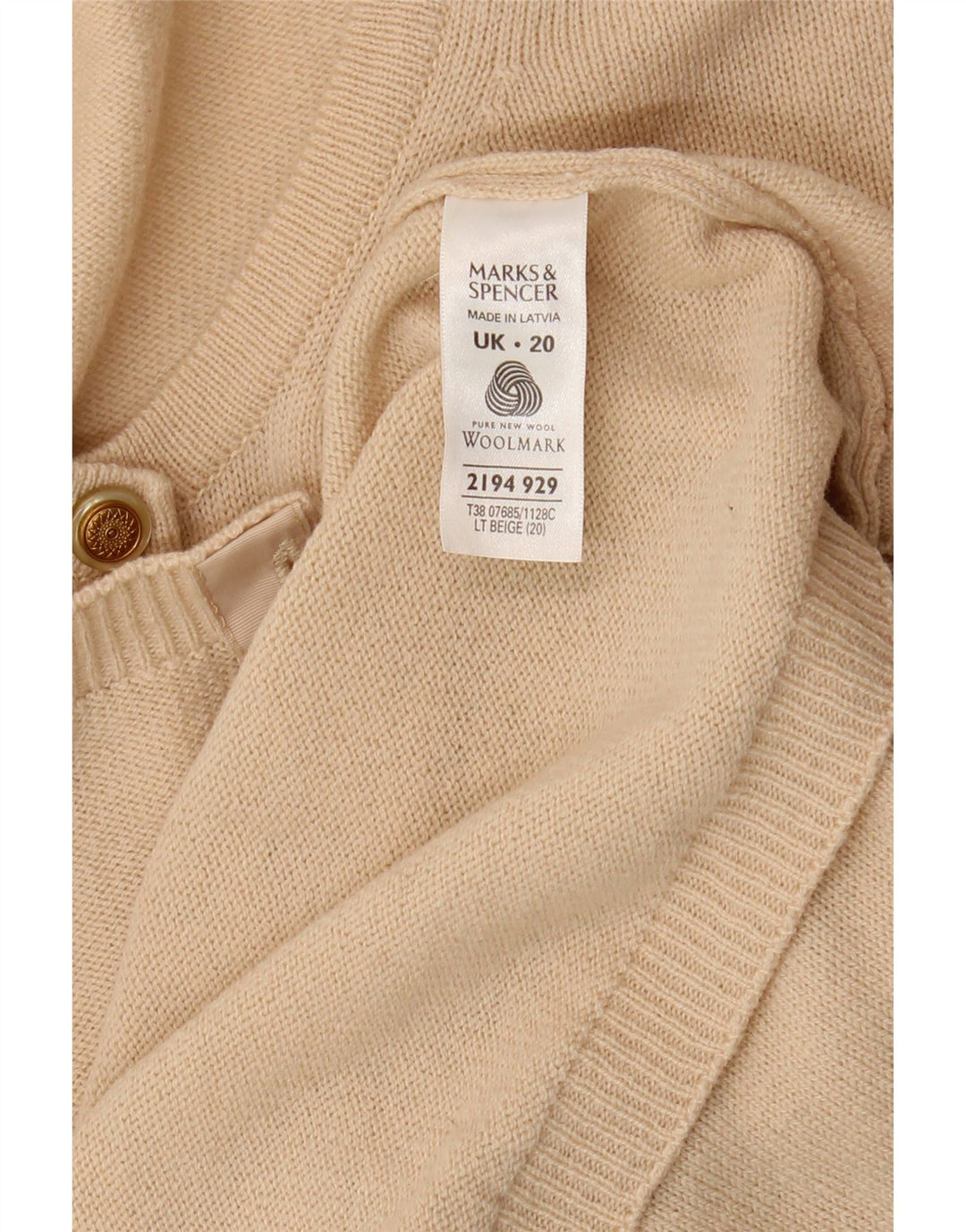 Marks & Spencer Dame Cardigan Sweater UK 20 2XL Beige Lammeuld