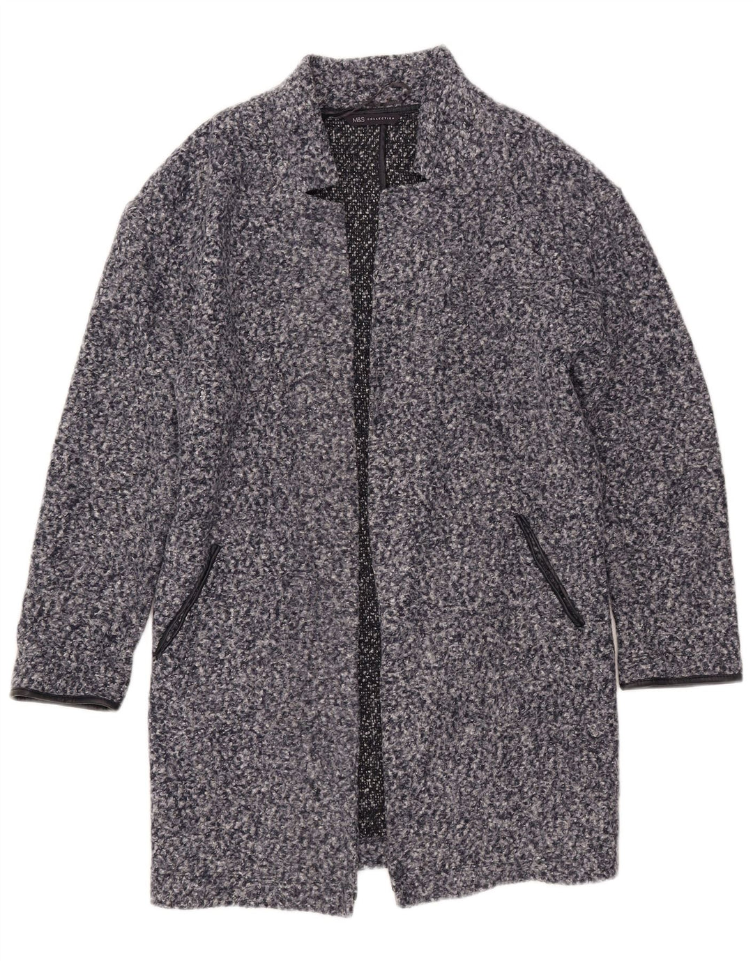 Marks & Spencer Dameoverfrakke UK 8 Small Navy Blue Flecked Polyester