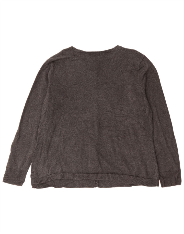 Eddie Bauer Dame Cardigan Sweater UK 20 2XL Grå Bomuld