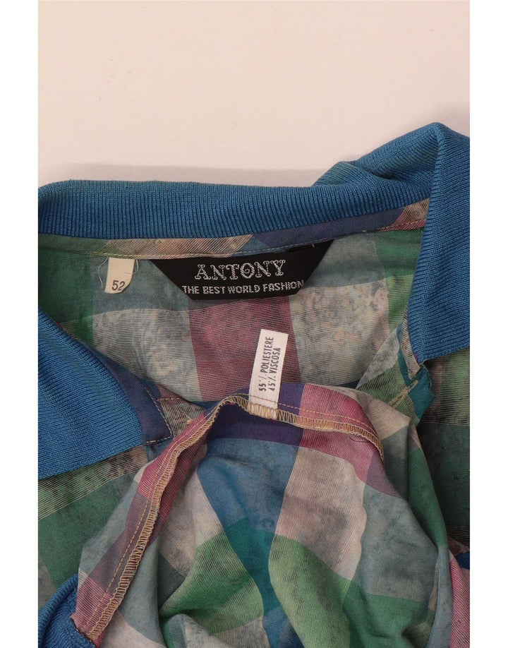 Vintage kortærmet herretrøje IT 52 Stor flerfarvet Gingham