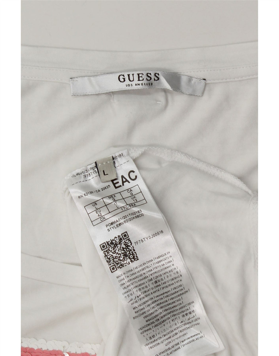 Guess Grafisk T-shirt top til kvinder UK 12 Medium White Viscose