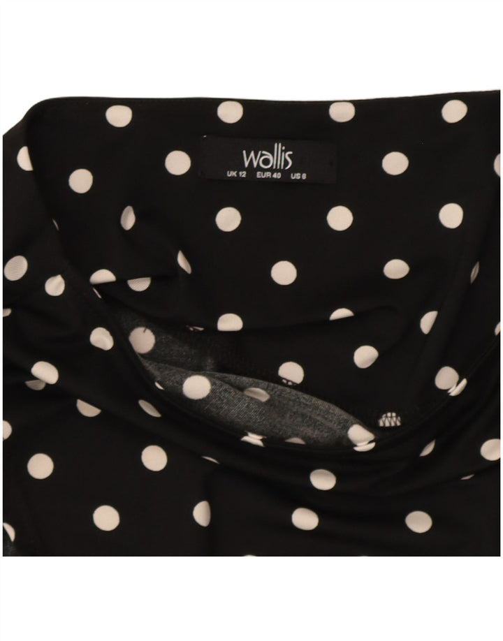 Wallis Dame Ærmeløs A-Line Kjole UK 12 Medium Black Polka Dot