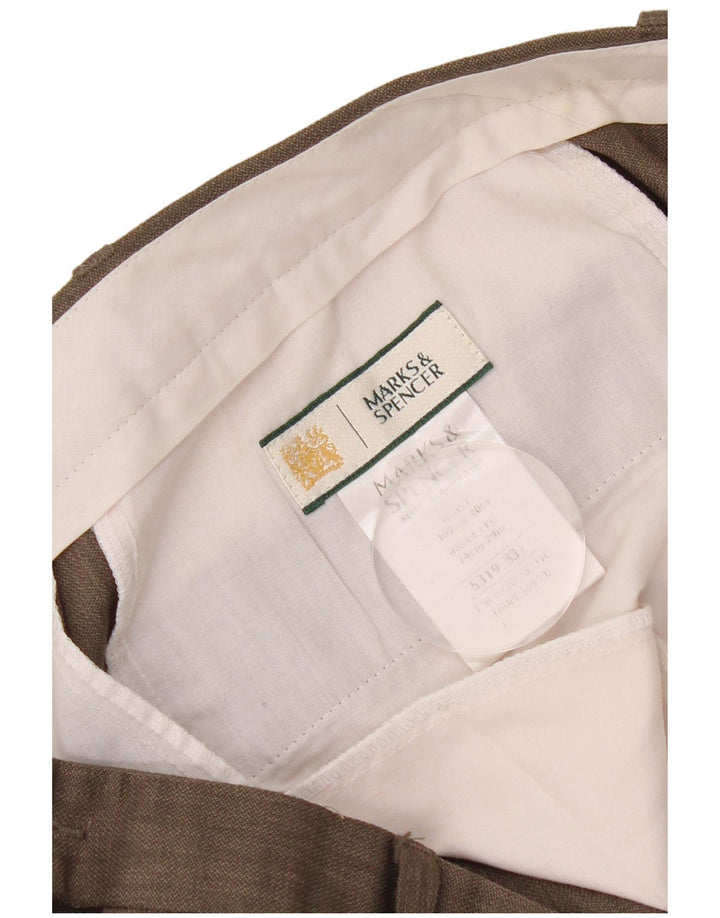Marks & Spencer Herre tilspidsede jakkesætsbukser W40 L29 brun polyester