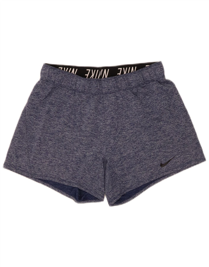 Nike Dame Dri Fit Sports Shorts UK 10 Small Blue Flecked Polyester