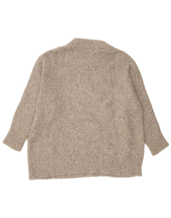 Zara Dame Oversized Crew Neck Jumper Sweater UK 10 Small Grey Flecked