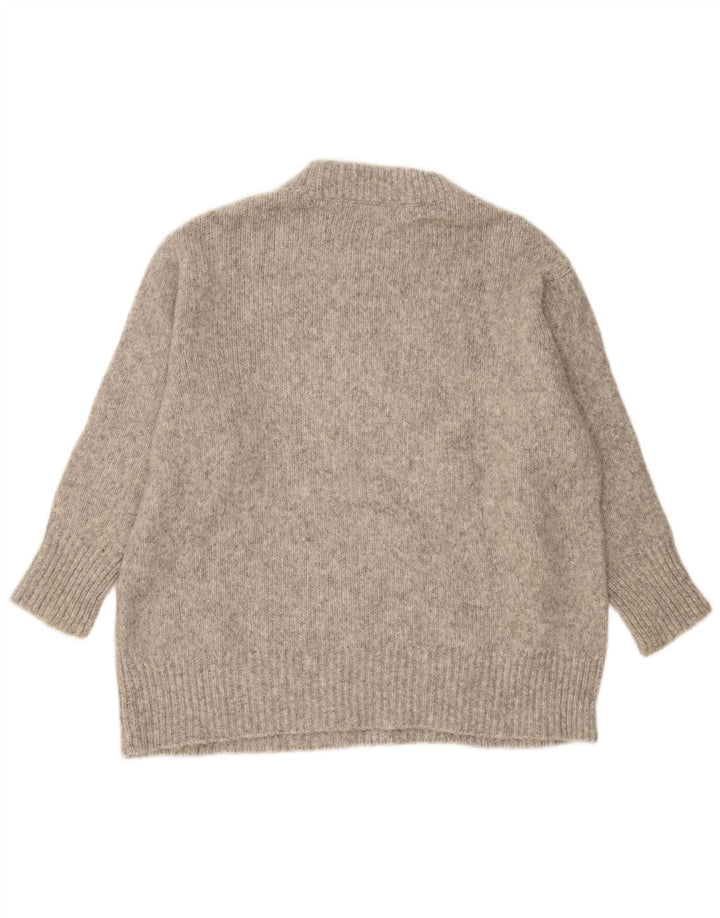 Zara Dame Oversized Crew Neck Jumper Sweater UK 10 Small Grey Flecked