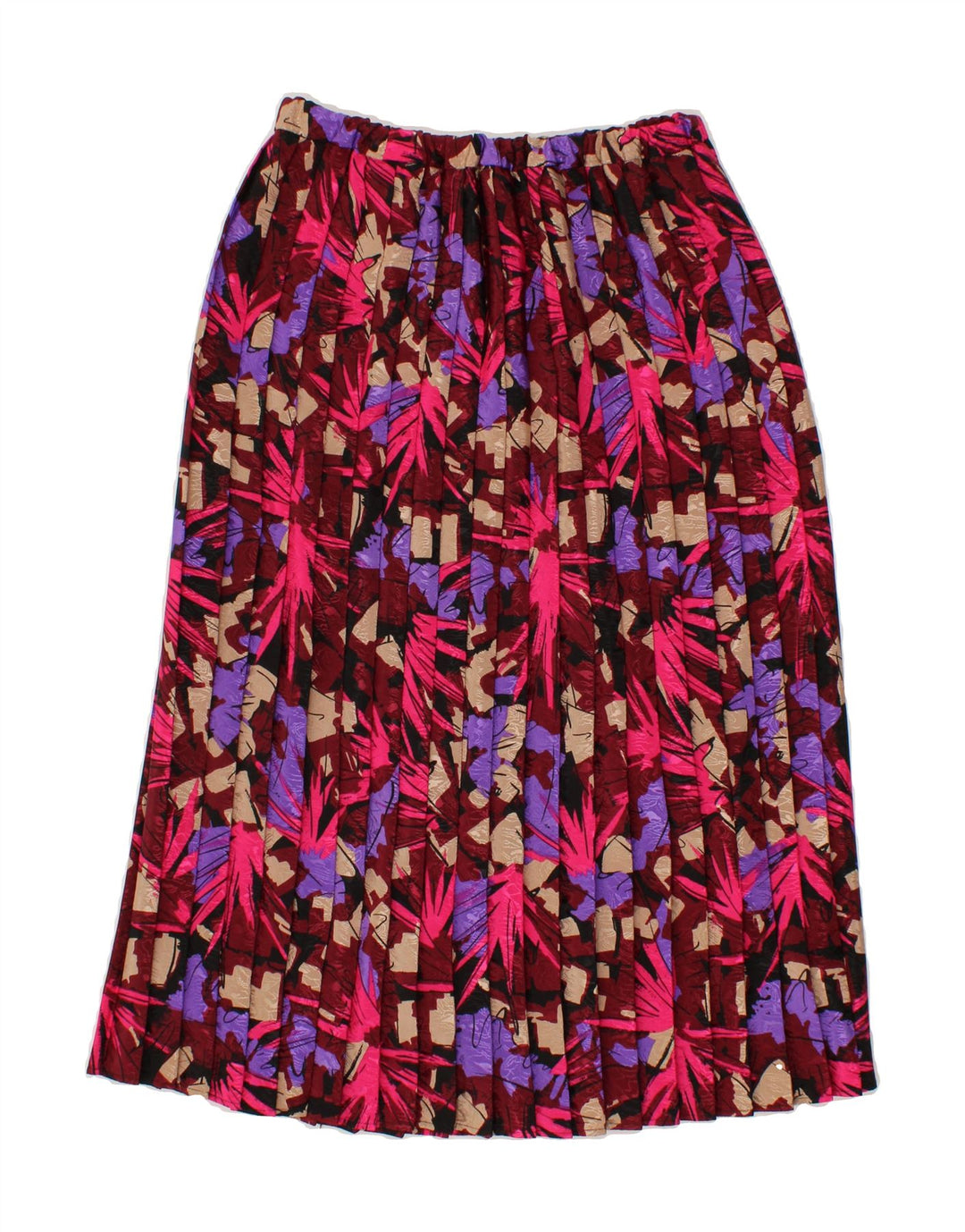 VINTAGE Womens Abstract Pattern Pleated Skirt One Size W30 Burgundy Vintage Vintage and Second-Hand Vintage from Messina Hembry 