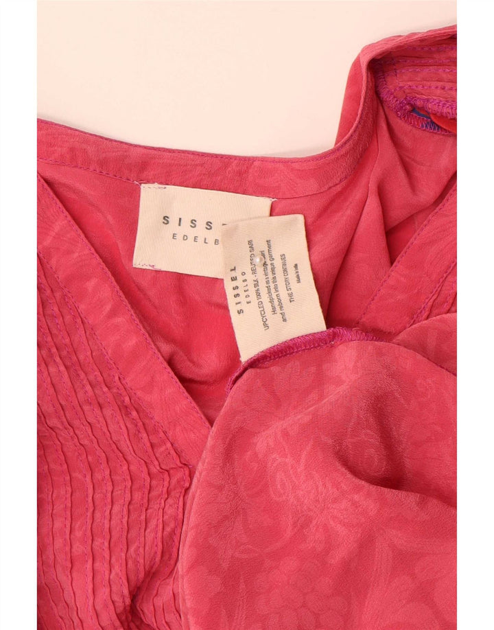 Sissel Edelbo Dame Oversized Pullover Shirt UK 10 Small Pink Floral Silk