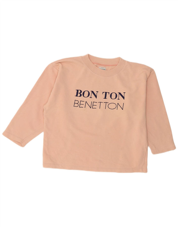 Benetton Womens Grafisk Oversized Sweatshirt Jumper UK 14 Medium Pink