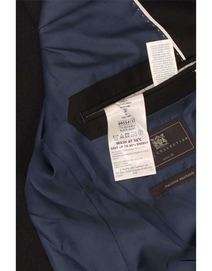 Marks & Spencer Herre Slim Fit 1-knaps blazerjakke UK 40 Medium Sort