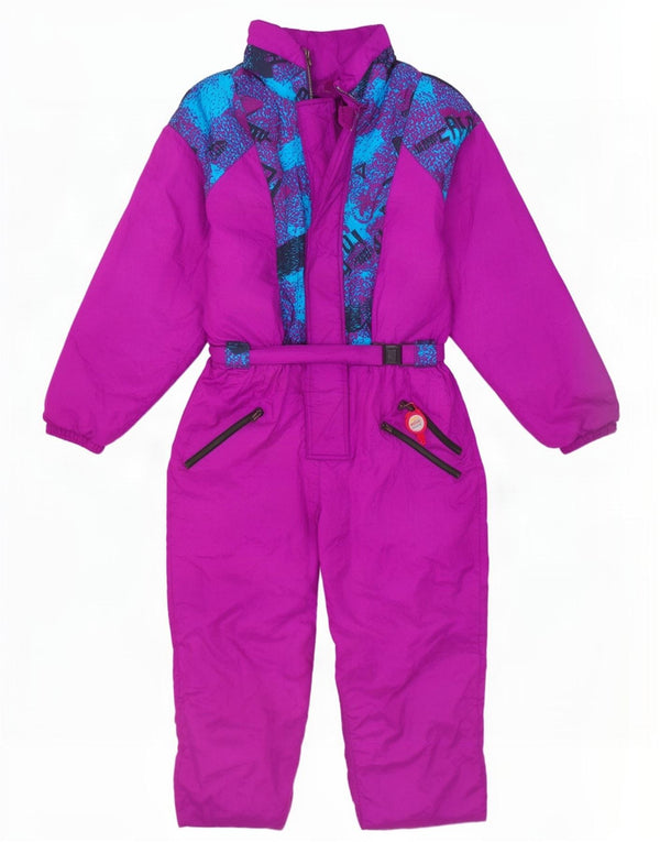 Vintage Kvinders Grafisk Oversized Ski Jumpsuit UK 16 Stor Lilla Polyamid