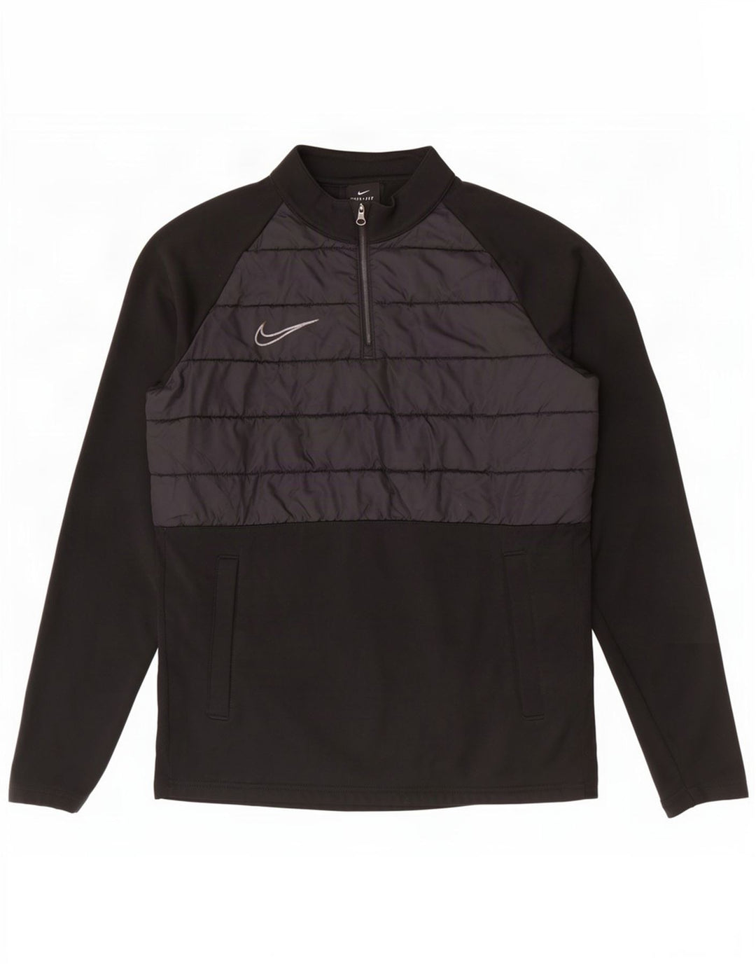 Nike Herre Dri Fit Pullover med lynlås-hals Træningsdragt Top Lille sort Colourblock