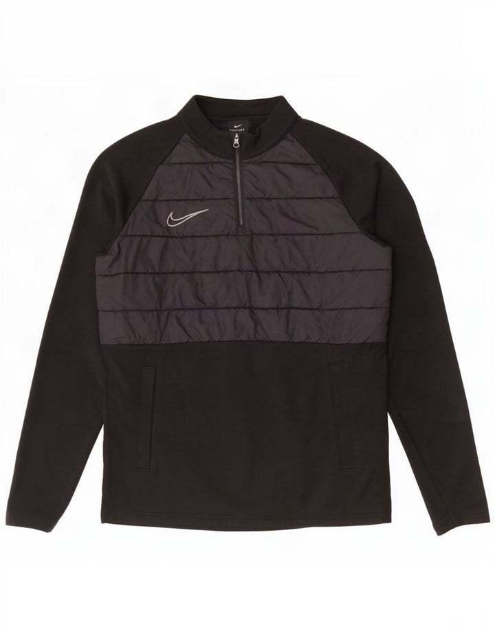 Nike Herre Dri Fit Pullover med lynlås-hals Træningsdragt Top Lille sort Colourblock