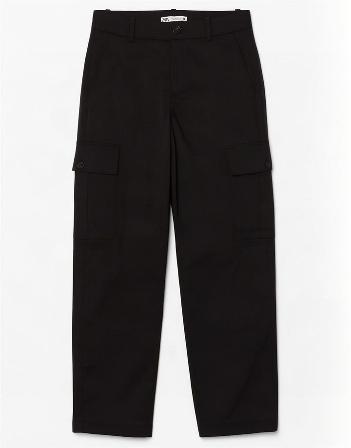 Zara Dame Straight Cargo Bukser Medium W28 L32 Sort