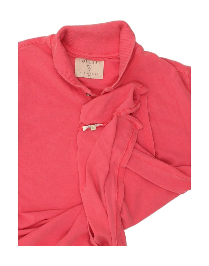 GUESS Mens Polo Shirt Large Pink Cotton Vintage Guess and Second-Hand Guess from Messina Hembry 