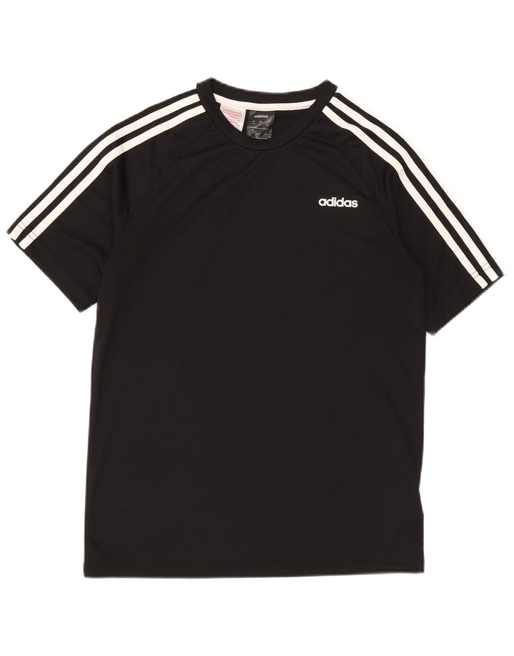 ADIDAS Boys Climalite T-Shirt Top 13-14 år Sort Polyester