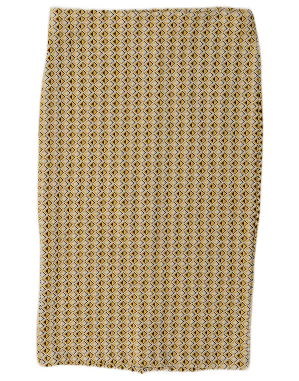Zara Dame Midi Nederdel Medium W28 Gul Geometrisk