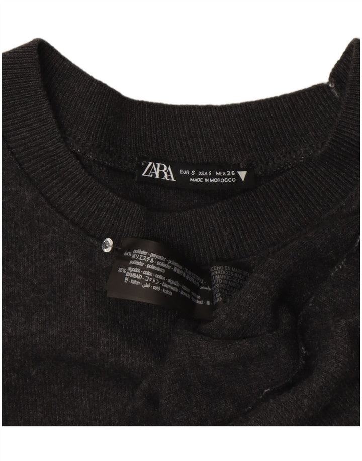 Zara Kortærmede Jumper Kjole til kvinder UK 10 Lille Grå Polyester