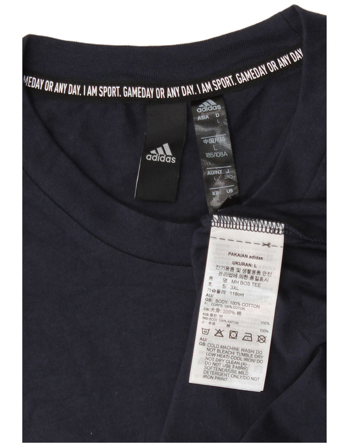 Adidas Herre grafisk T-shirt Top Stor marineblå bomuld