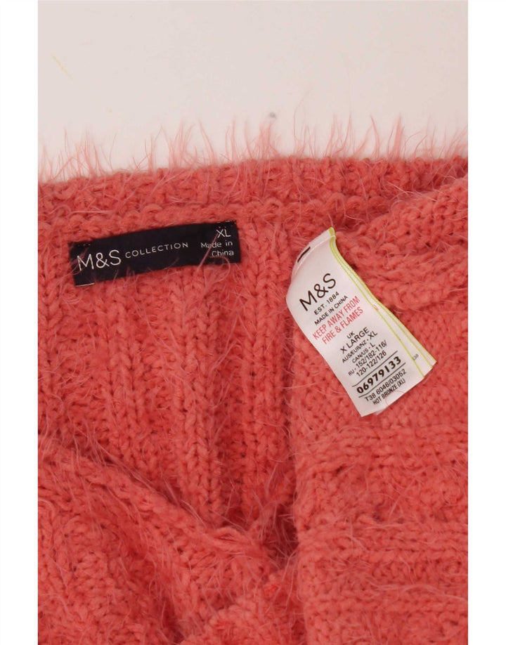 Marks & Spencer Dame V-hals sweater UK 18 XL Orange Polyester
