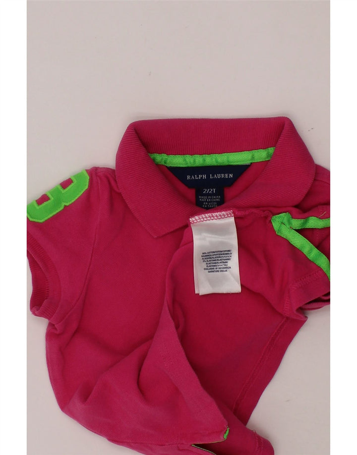 RALPH LAUREN Grafisk poloshirt til piger 18-24 måneder Pink Bomuld