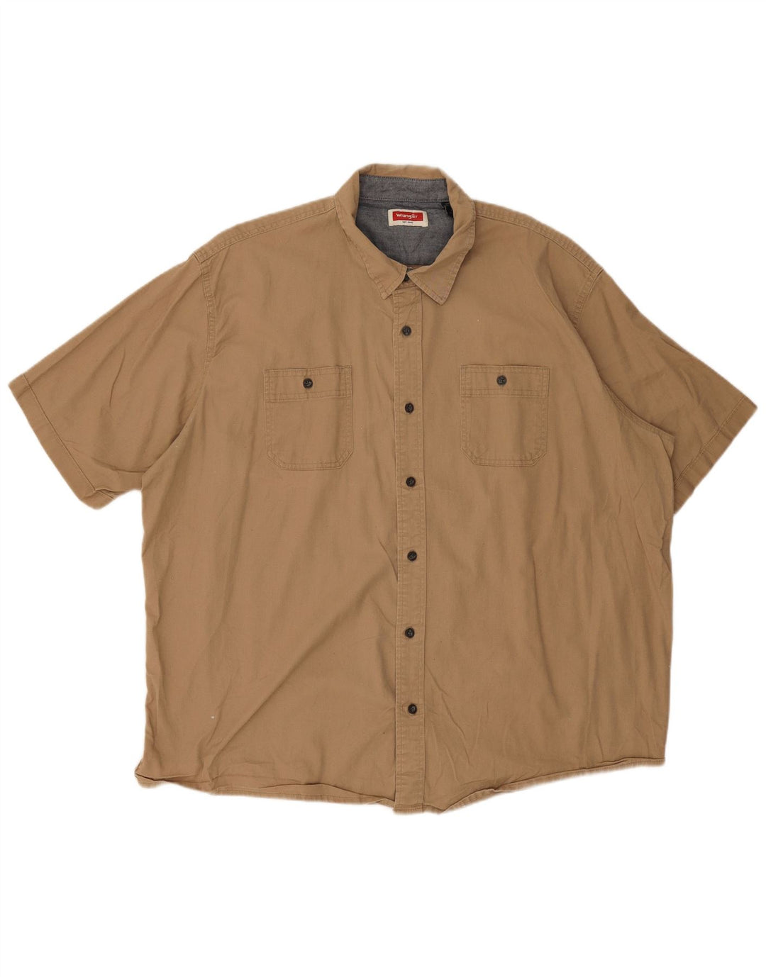 Wrangler kortærmet herreskjorte 2XL beige bomuld