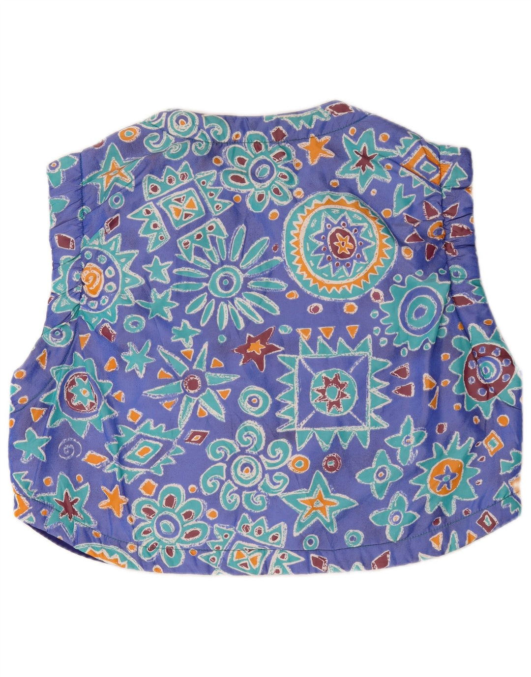 Vintage Dame Gilet UK 20 2XL Blå Geometrisk