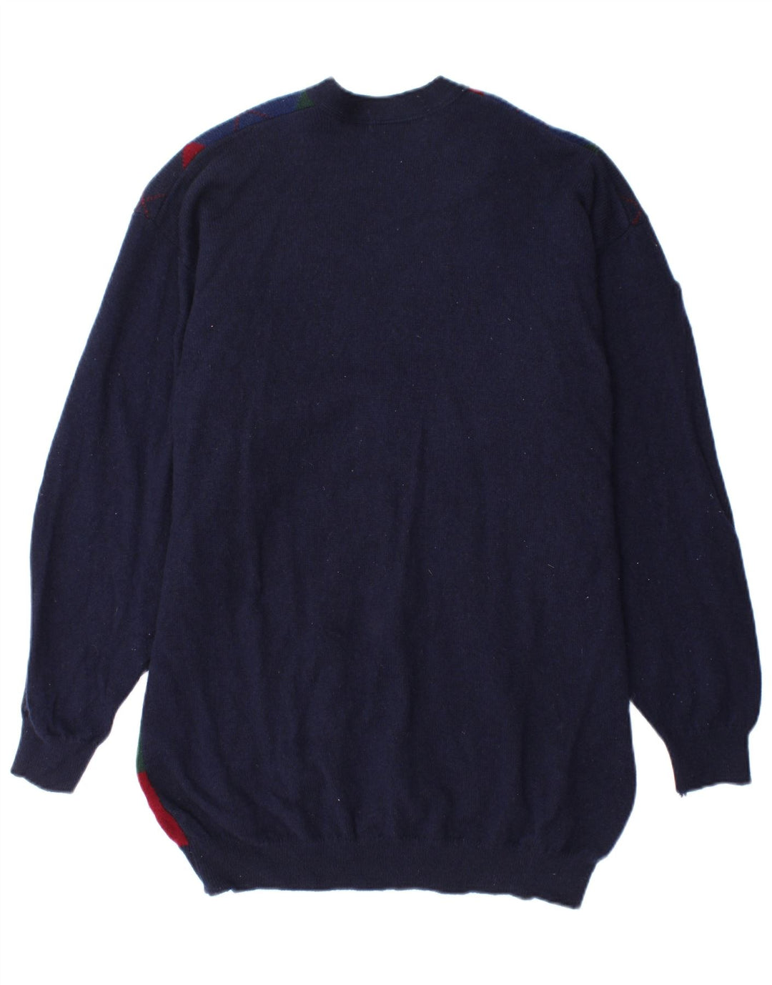 Marks & Spencer Herre Cardigan Sweater Large Navy Blue Argyle/Diamond