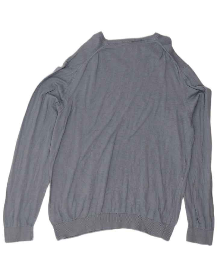 Marks & Spencer Herre Regular Fit V-hals sweater 2XL blå bomuld