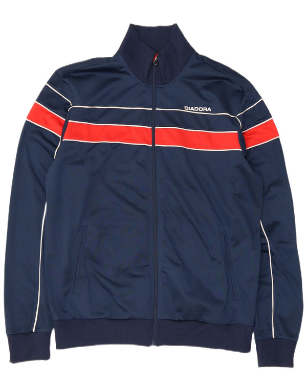 Diadora Mens Tracksuit Top Jacket 3XL Navy Blue Colourblock Polyester