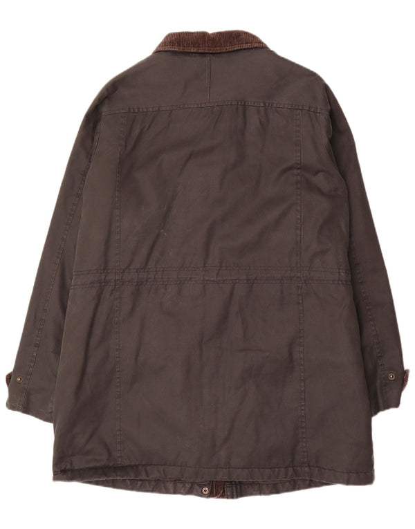 Fat Face Dame Vokset Bomuld Overfrakke UK 12 Medium Sort